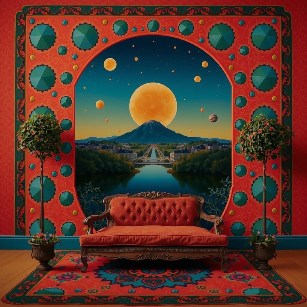 Suburban Garden with Mathematical Curves in Soft Light