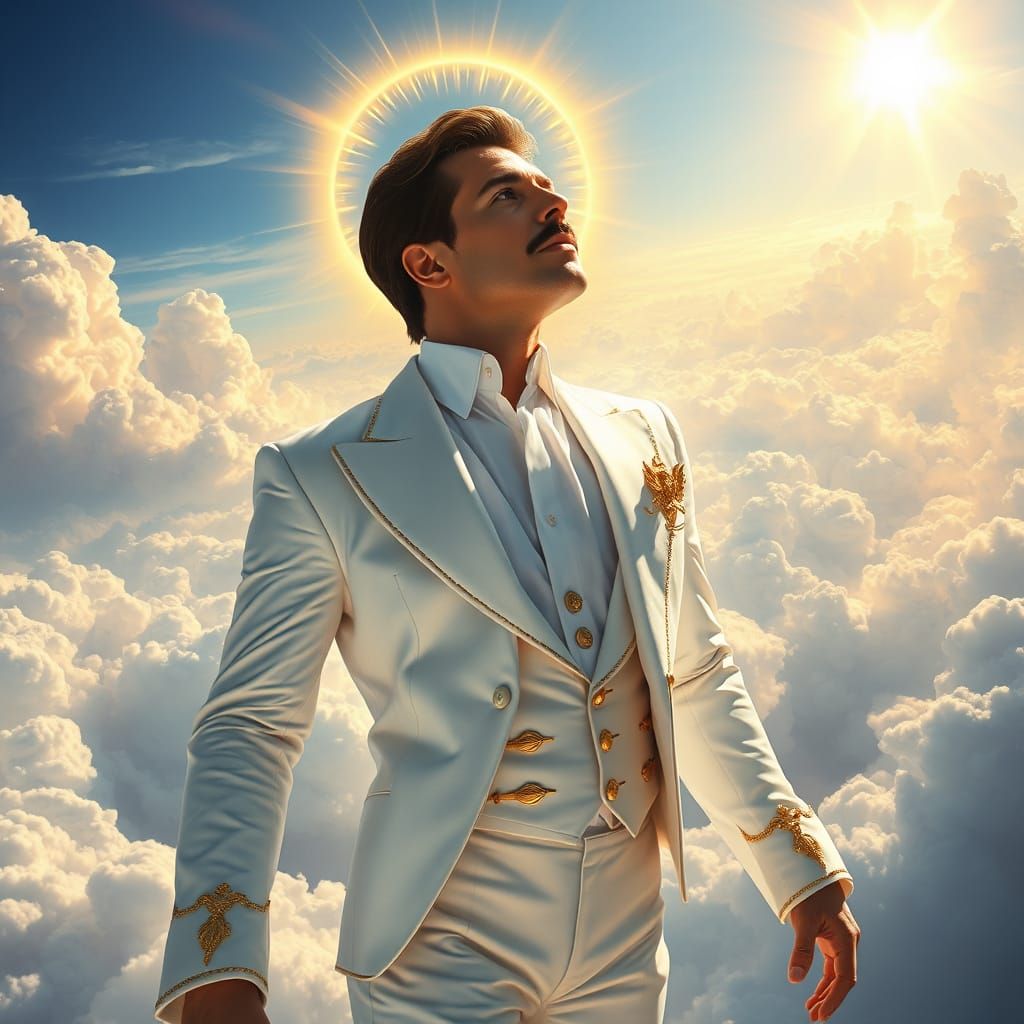 Freddy Mercury in Heaven watching us from above holy halo