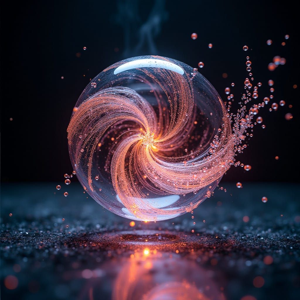 Spinning Fuzzy Magnetite Crayon Drop