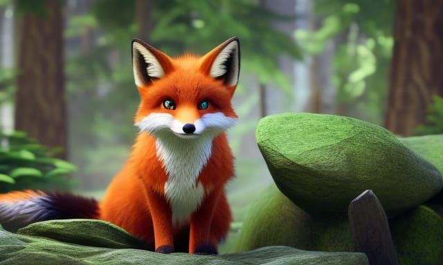 Adorable Fox in 3D Game Cinematic Style