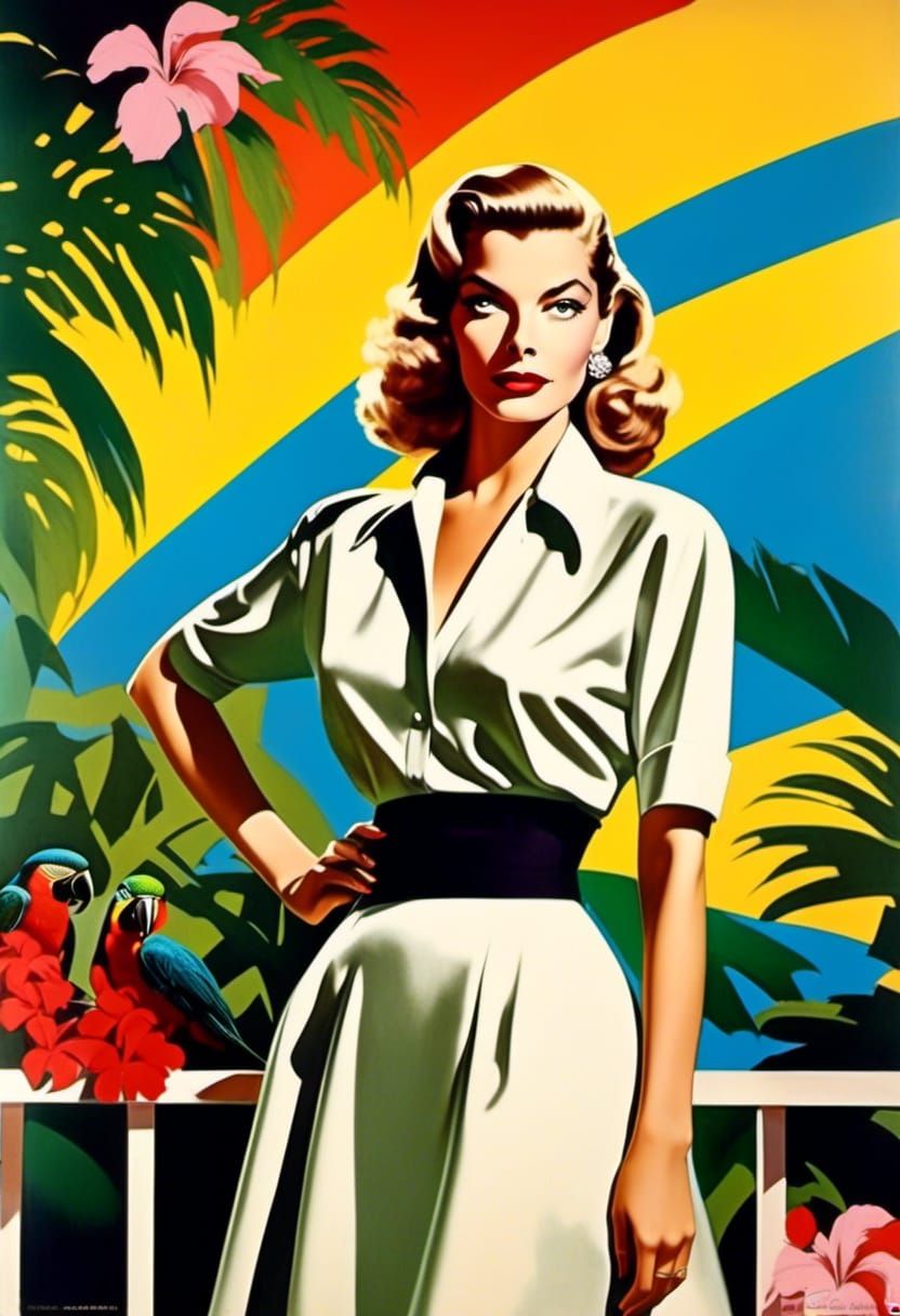 1950s Fashion Icon in Pop Art Style