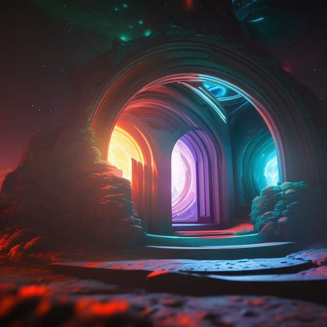 Illuminated Star Gate Portal in Detailed Matte Painting