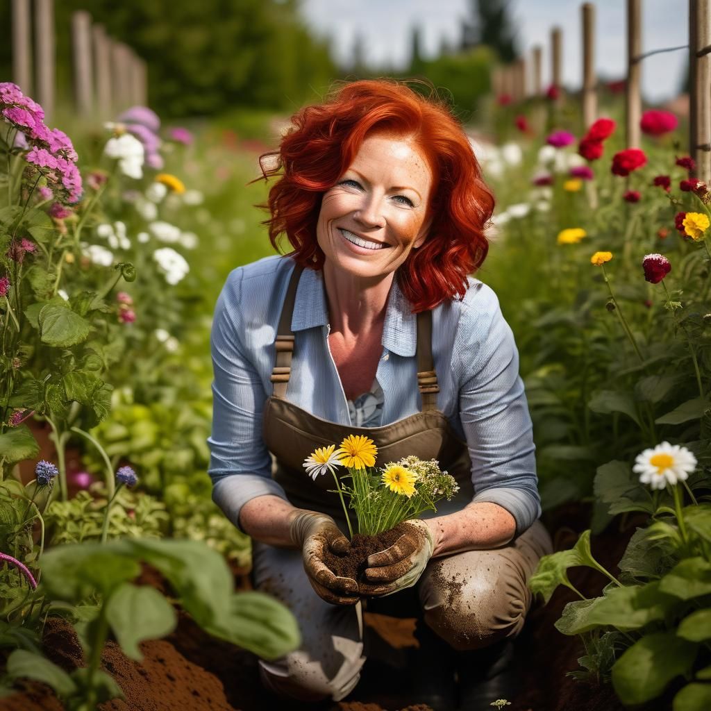 Redhead Gardener Close-Up Portrait: Fine Art Photography