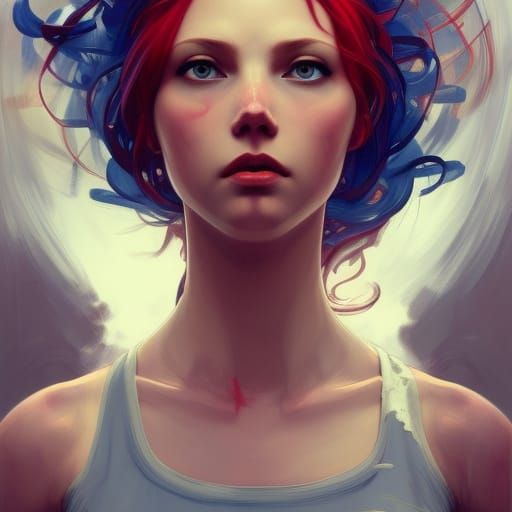 Gorgeous Artist Girl Portrait in Hyperdetailed Style