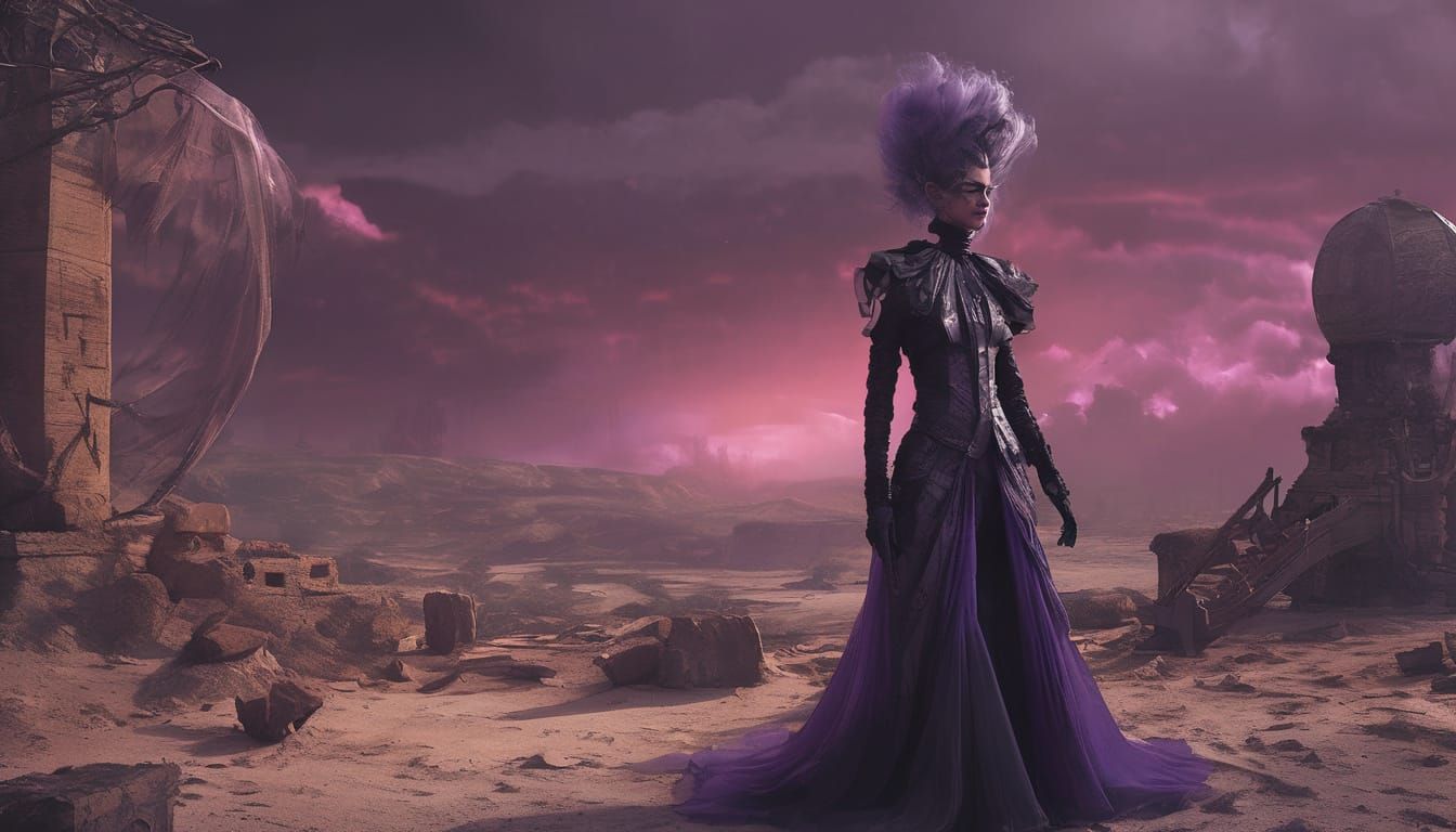 Warrior Woman in Cyber Gothpunk Haute Couture