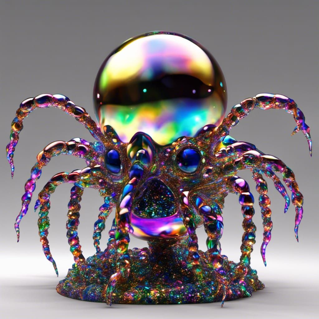 Bizarre 3D Alien Sculpture in a Sci-Fi Garden