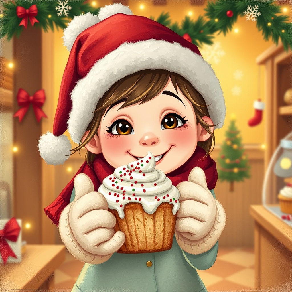Festive Christmas Cupcake Invitation in Storybook Style