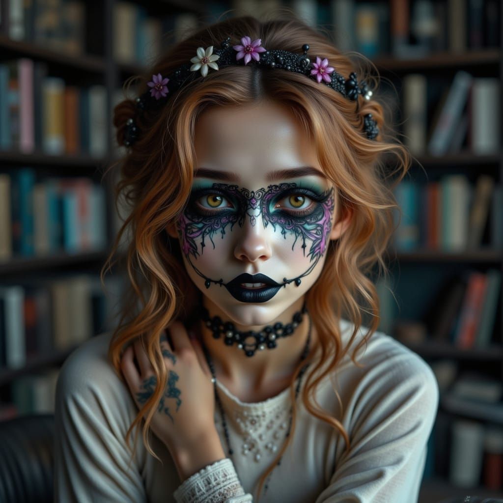 Sad Girl in Mask Hiding Behind a Fake Smile