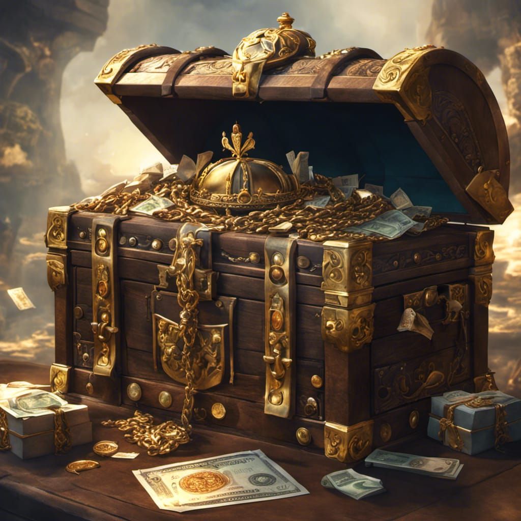 Fantasy Treasure Chest with Jewels and Mice