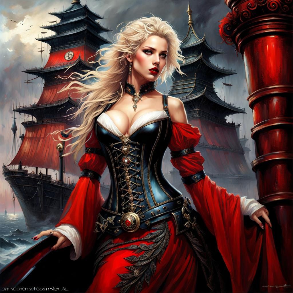 Gothic Beauty in Tower, Fantasy Magazine Art