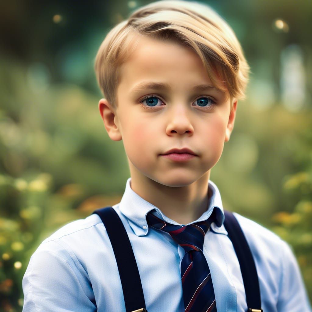 Boy with Tie: Hyperrealistic Portrait with Dramatic Lighting