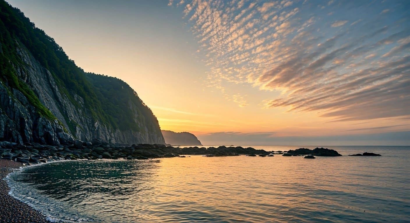 Seaside Landscape at Dawn with Soft Light