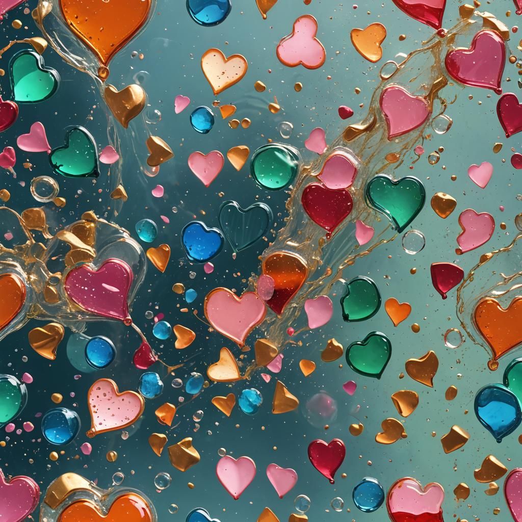 Underwater Broken Heart with Bubbles and Shards