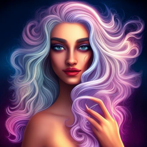 Gypsy Girl with Blue Hair: 3D Digital Art