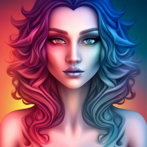 Sparkling Gypsy Girl with Blue Hair: 3D Digital Art