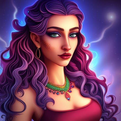 Gypsy Girl with Blue Hair Digital Art