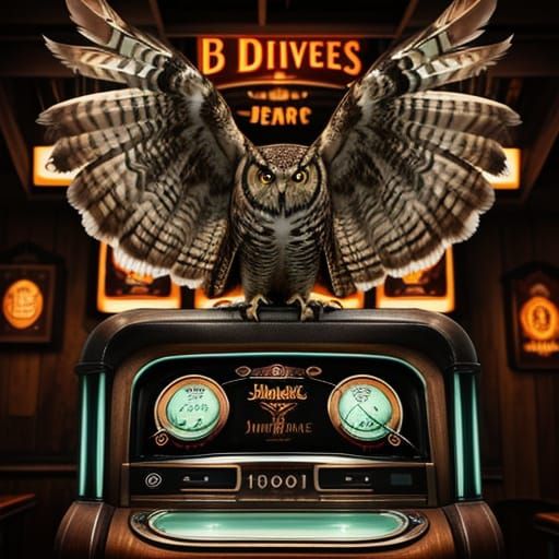 Great Horned Owl at Retro Jukebox