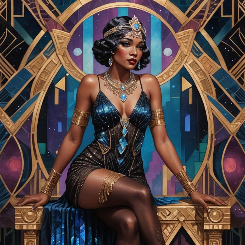 Art Deco Burlesque Woman on Stage in 1920s Style