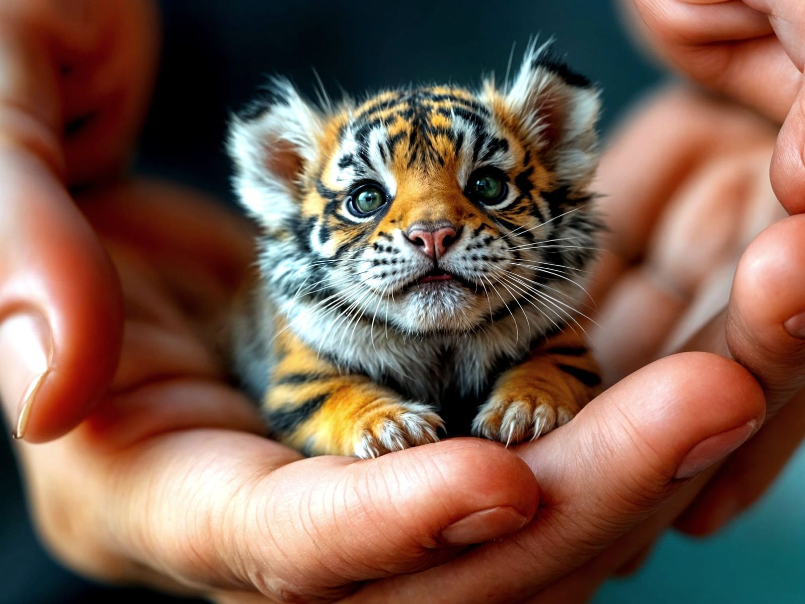 Tender Moment with a Tiny Tiger