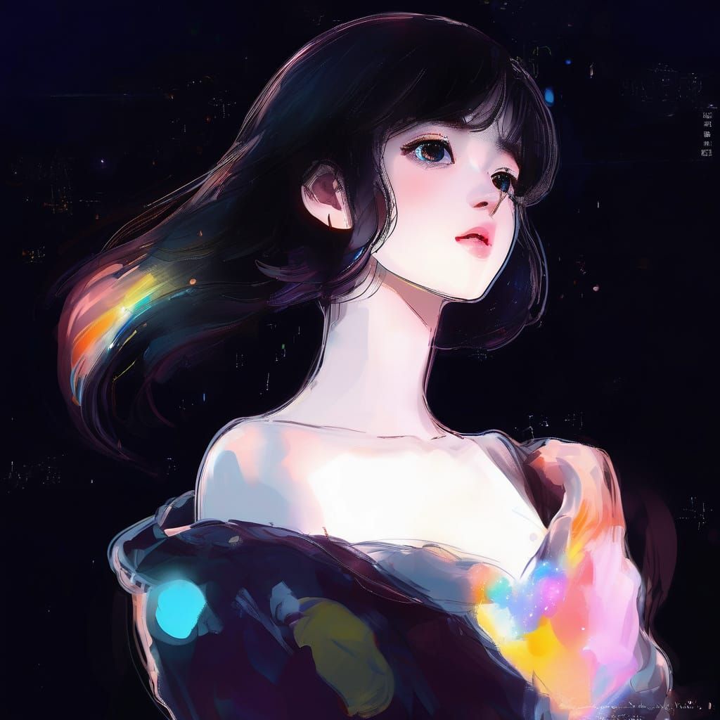 Girl in Petticoats Dress with Wet Doe Eyes