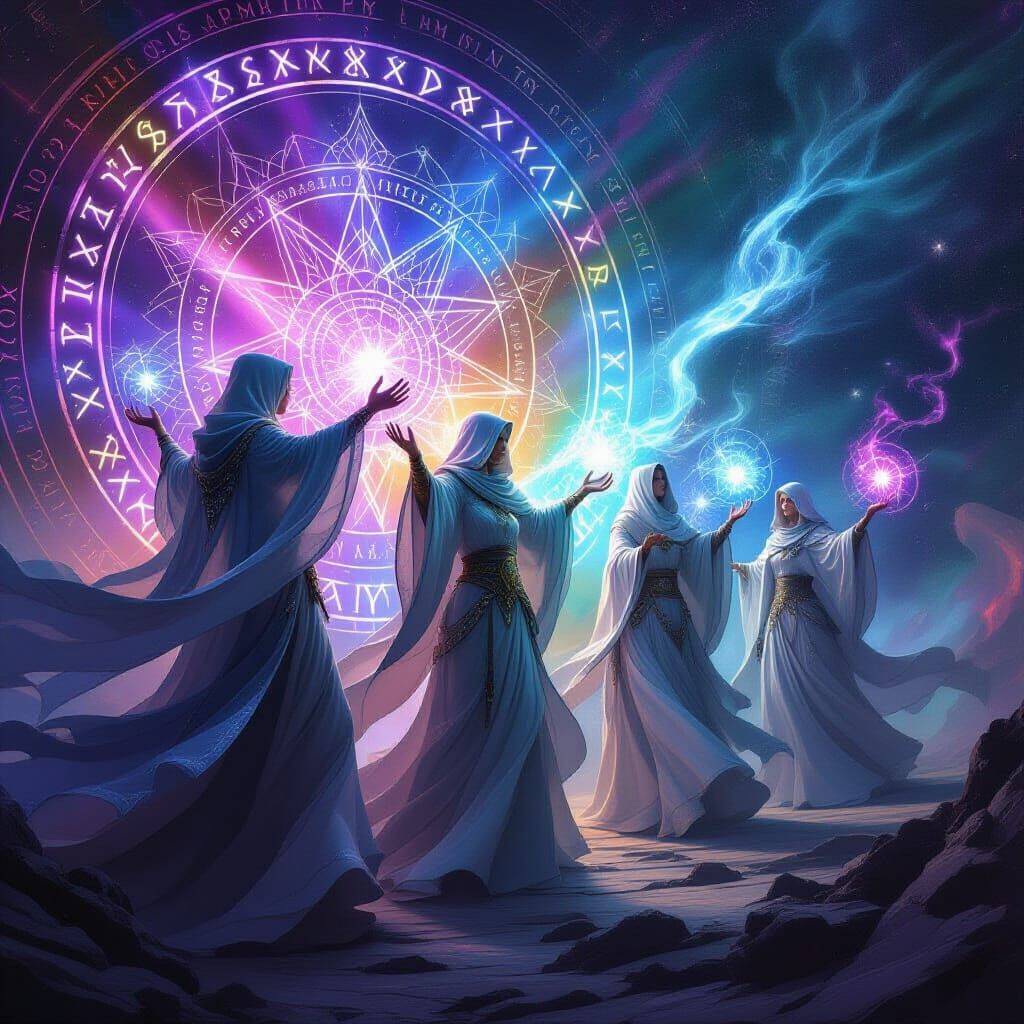 Ethereal Sorcerers Conjuring Cosmic Energy