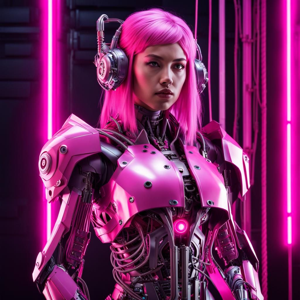 Girl in Cyberpunk Armor with Visible Organs
