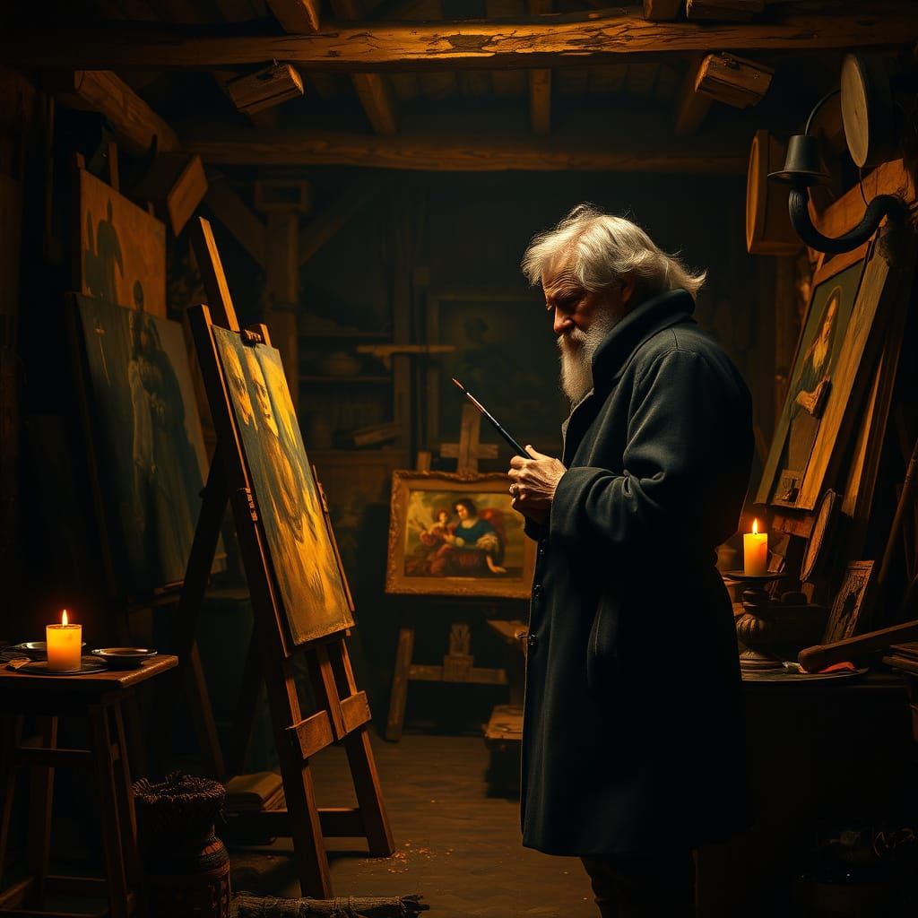 Rembrandt in a 17th-Century Dutch Atelier