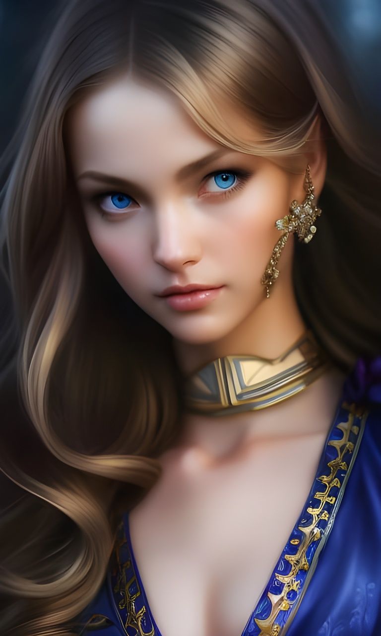 Gorgeous Blonde Lady in Intricate Armor, Hyperrealistic Digi...