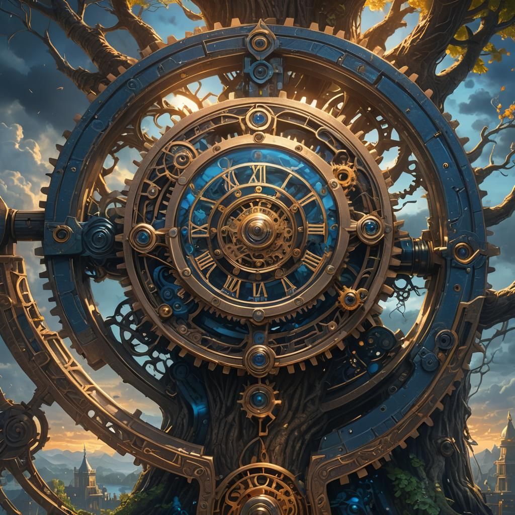 Clockwork Lock Unveils Glowing Tree: Fantasy Concept Art