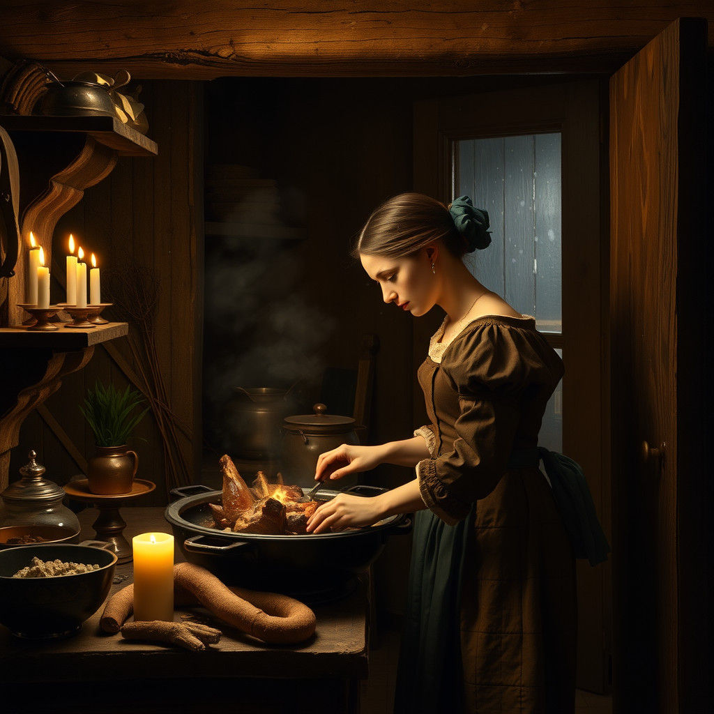 Medieval Kitchen Scene in Baroque Style