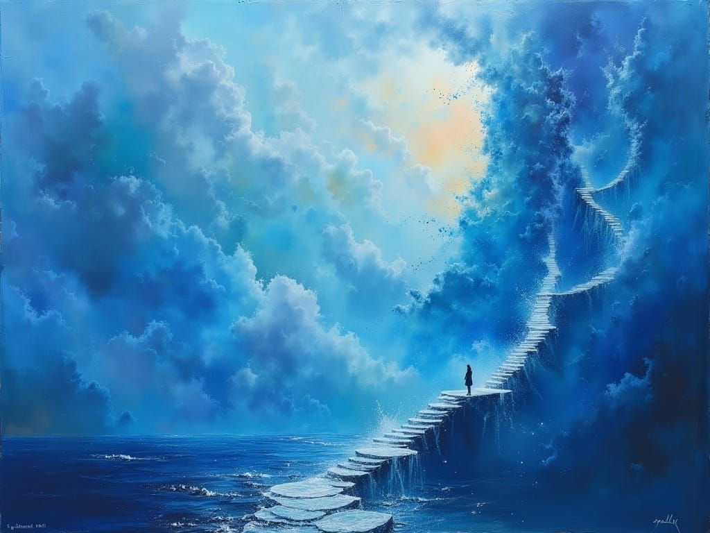 Surreal Dreamscape With Flowing Oceans and Floating Islands