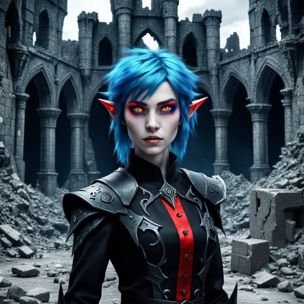 Female Elf Warlock Casting Eldritch Blast