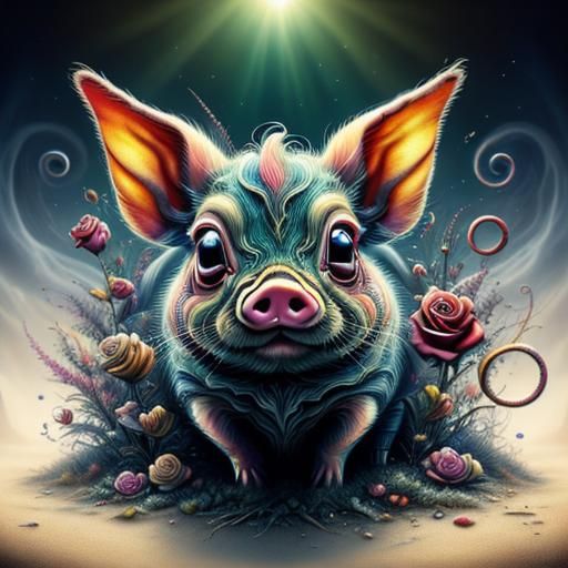 Surreal Landscape with Elastic Flora and Vortex Rose