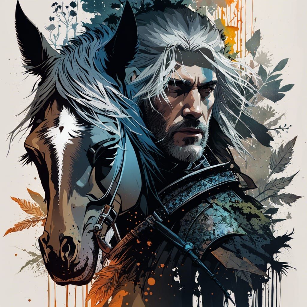 Witcher Double Exposure Portrait in Jungle Style