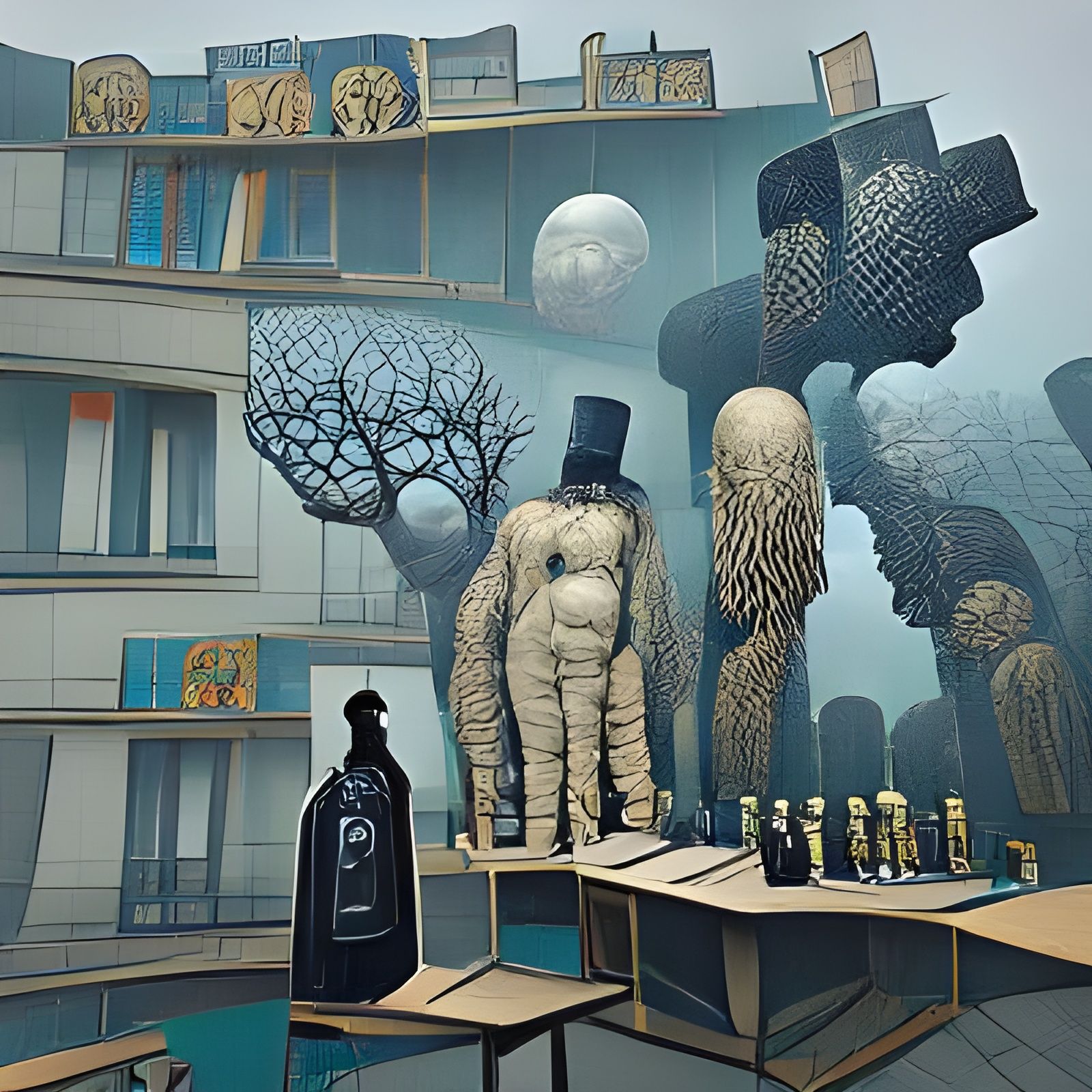 Surreal Mind in Gothic Cityscape, Pop Art Style