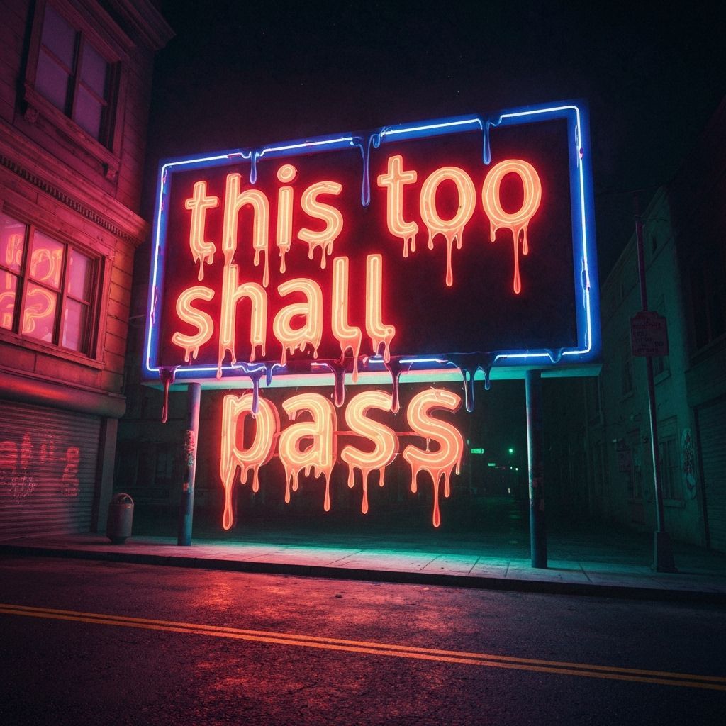 Melting Neon Signage: This Too Shall Pass in Psychedelic Sty...