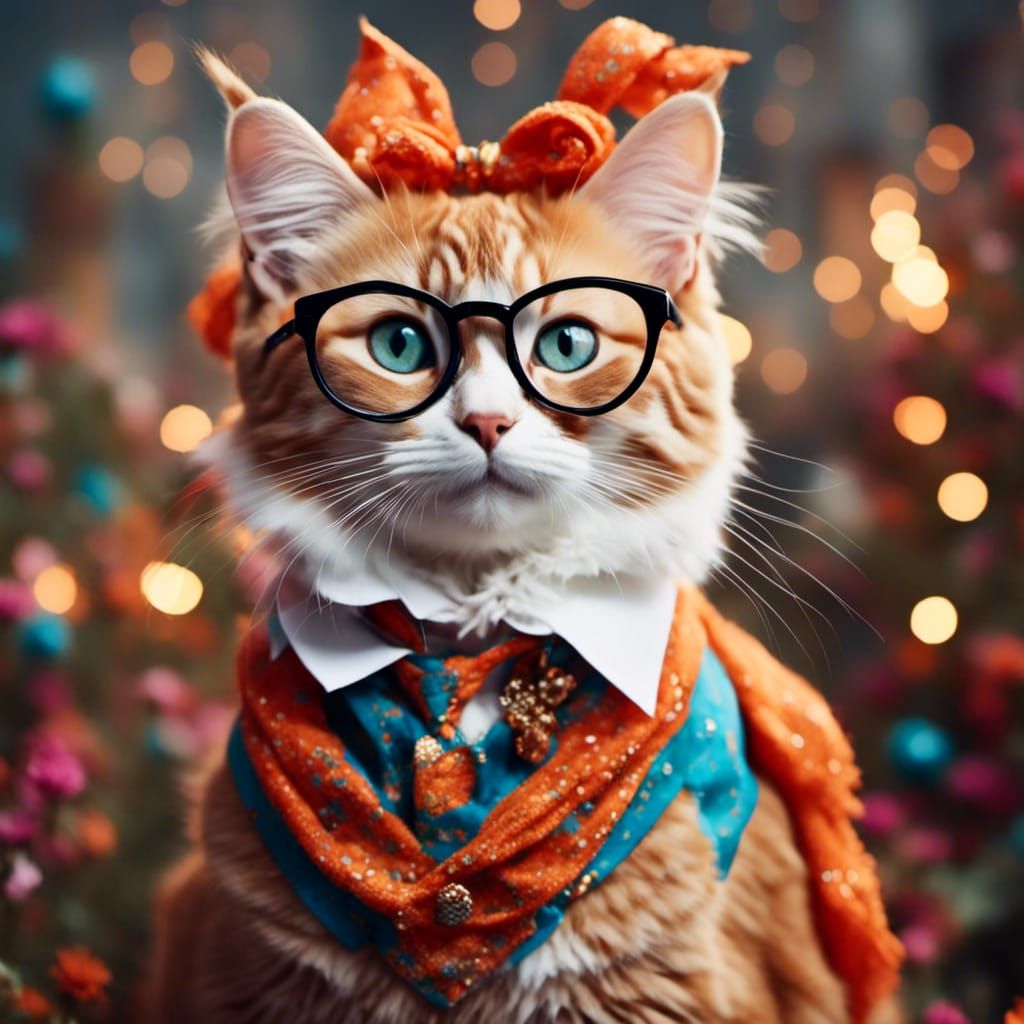 Cats Wearing Glasses in Adorable 3D Style