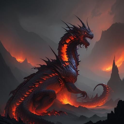 Detailed Fire Dragon Concept Art in 8K