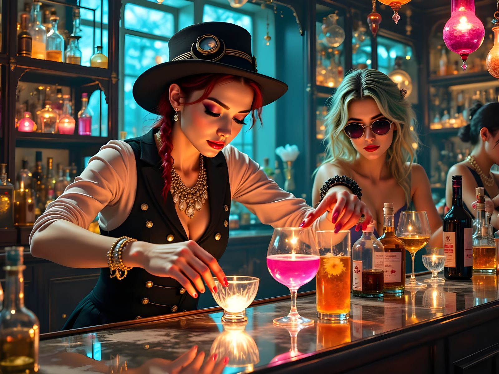 Surrealist Bartender Polishes Glass in Extraterrestrial Tave...