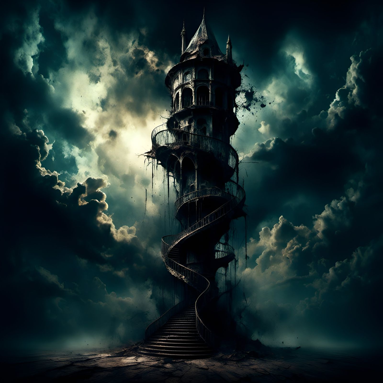 Eerie Dark Fantasy Tower in Volumetric Lighting