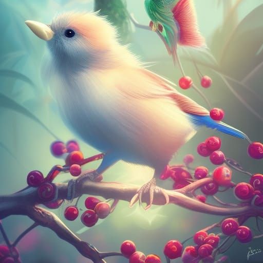 Fantasy Bird in Paradise: Detailed Digital Painting