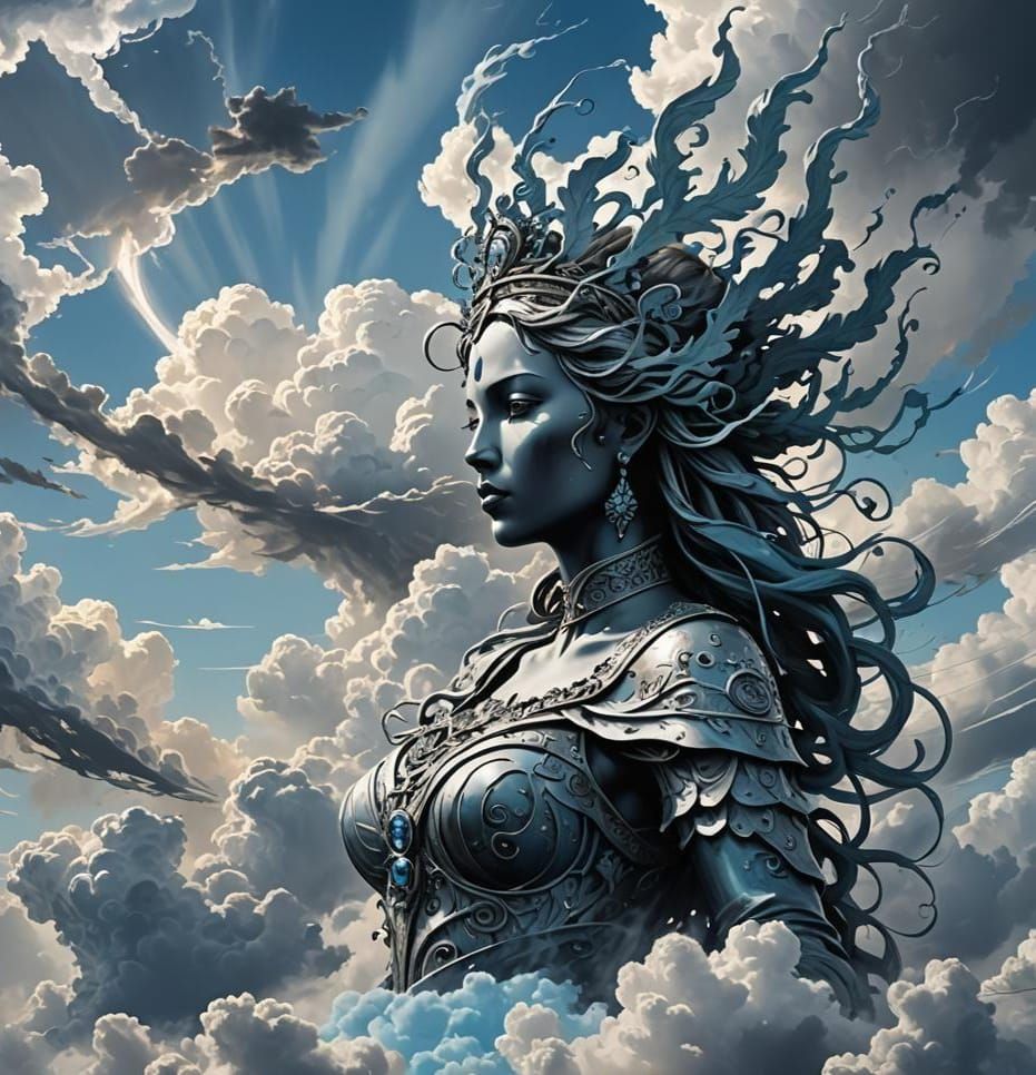 Wind Goddess with Tornado Crown Digital Matte Painting