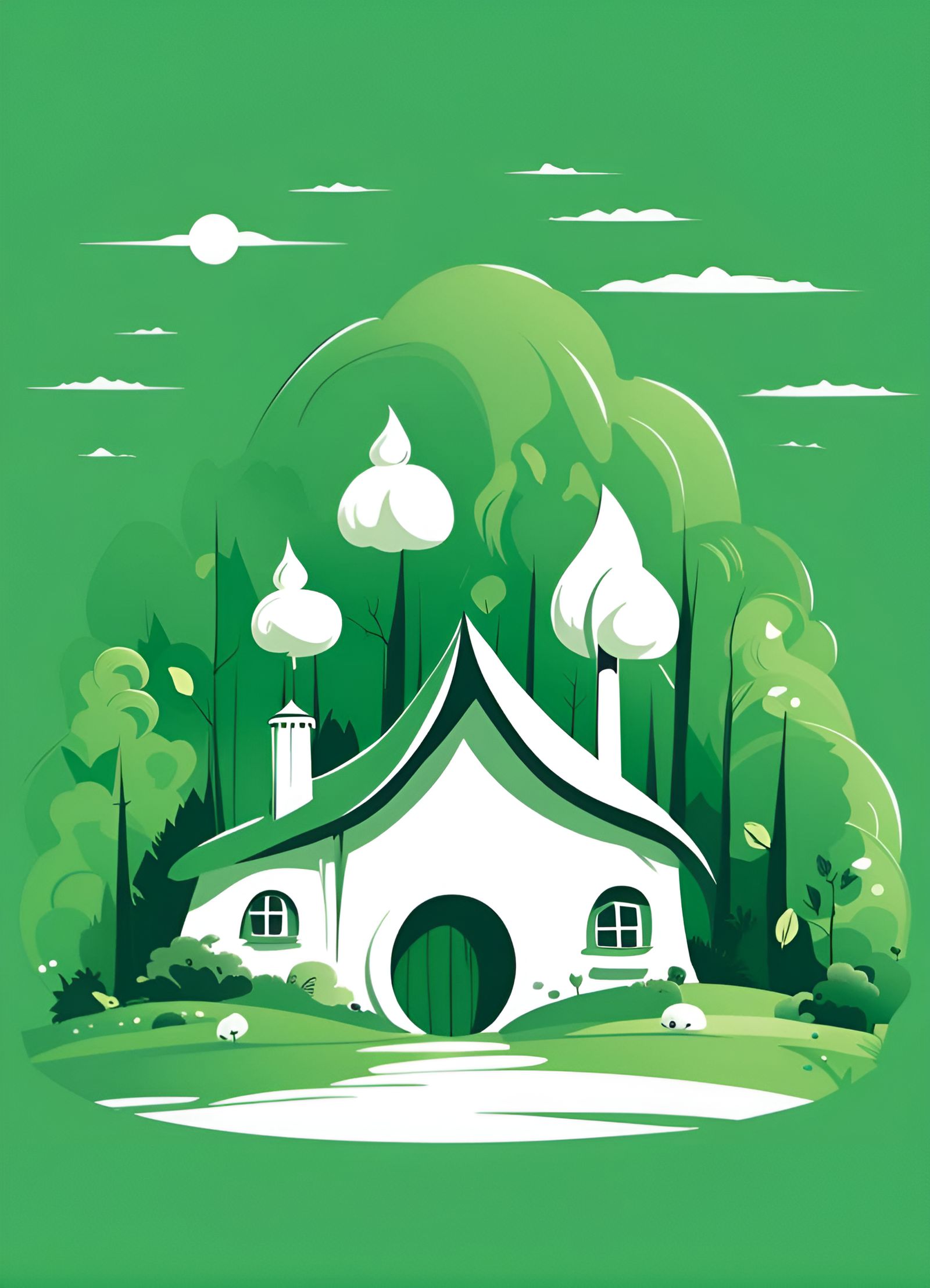 Whimsical Hobbit House in Sketchnote Style