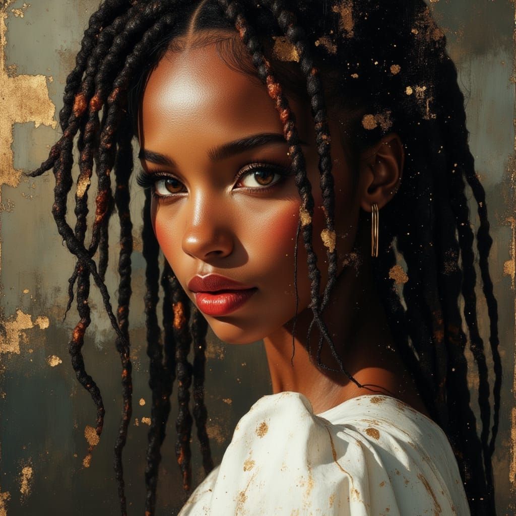 Elegant African Goddess in White Dress