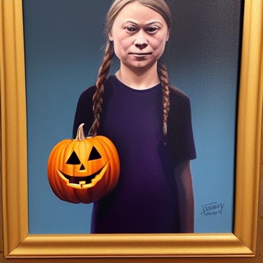 Greta Thunberg Halloween Mask in Oil Painting