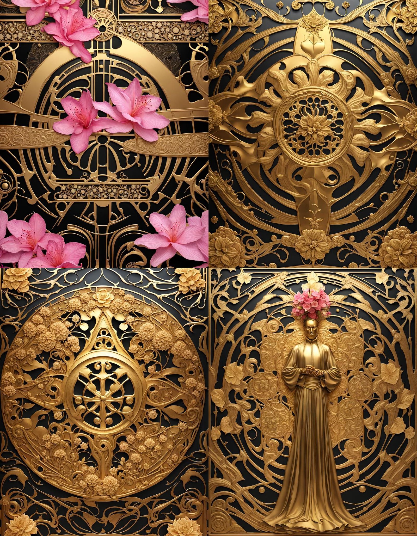 Golden Azalea in Art Nouveau Style