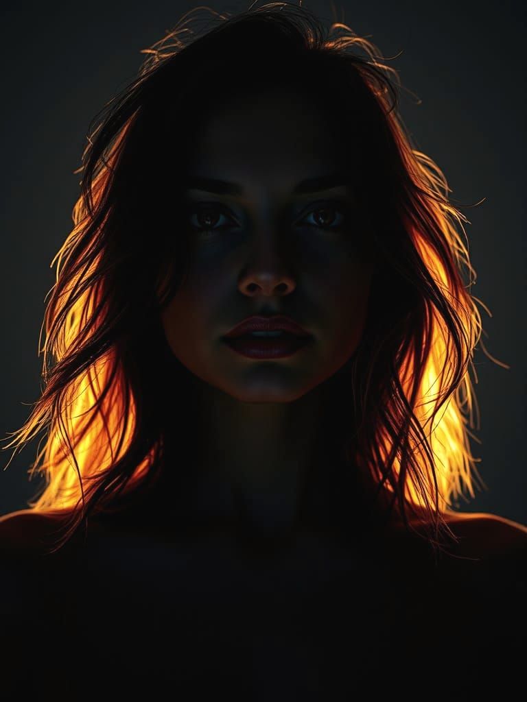 Expressive Woman Silhouette in Long Exposure Style