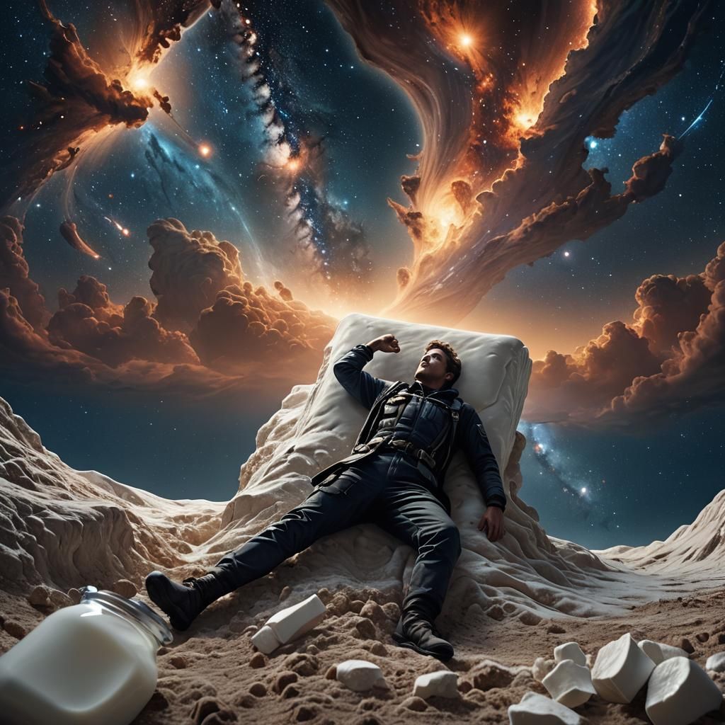 Person Under Milky Way: Epic Digital Painting