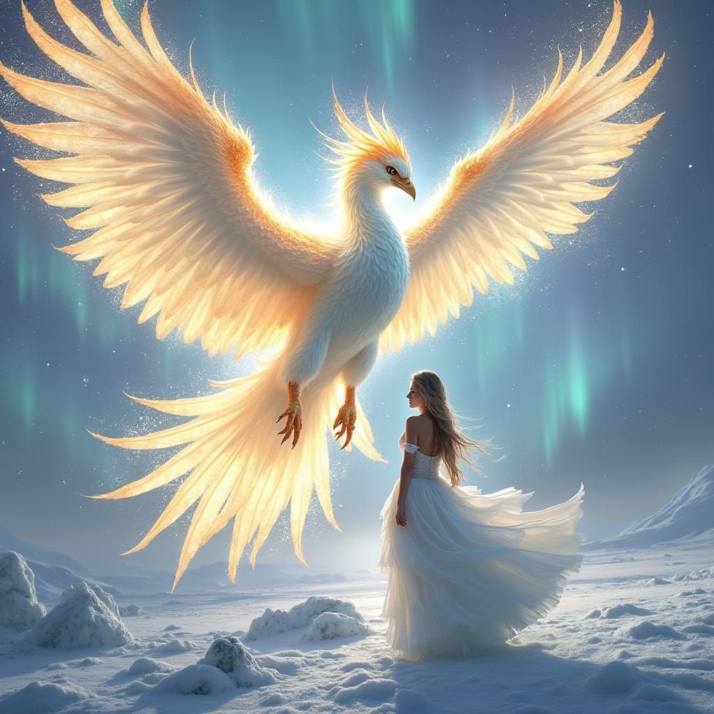 Majestic Icebird Soaring in Frozen Landscape