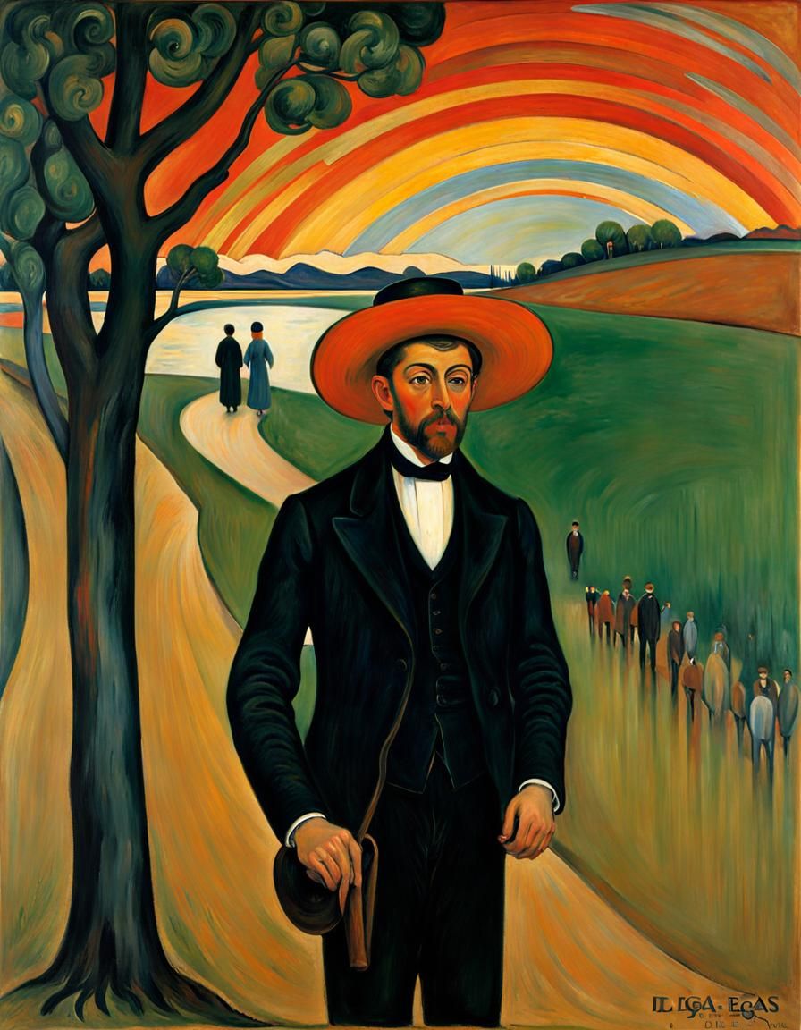 Evocative Scene of Joy and Sorrow as Oil Painting